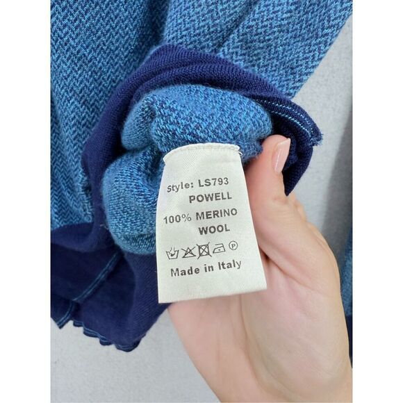 Robert Talbott Mens Blue Merino Wool Made in Italy Knitted Pullover Sweater Smal - Picture 7 of 8